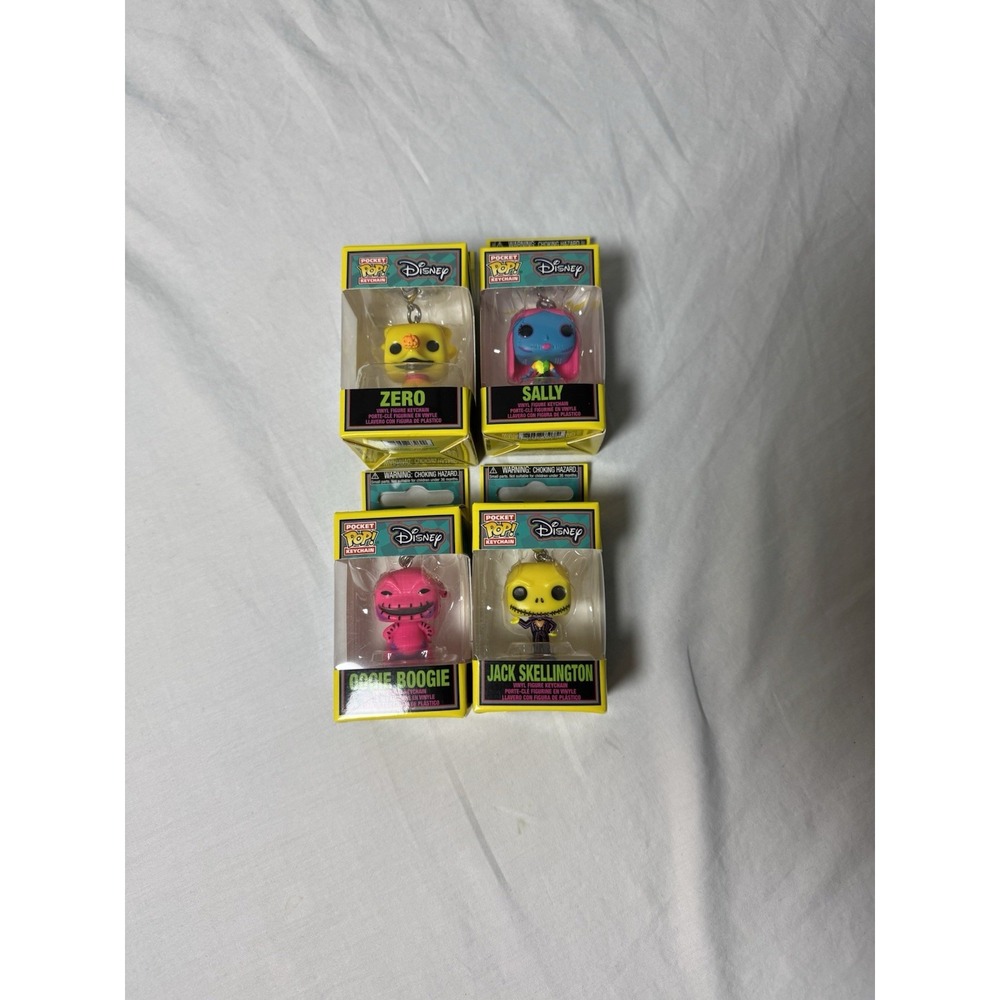 Funko Pocket POP Keychain Nightmare Before Christmas Blacklight Lot of 4 Disney